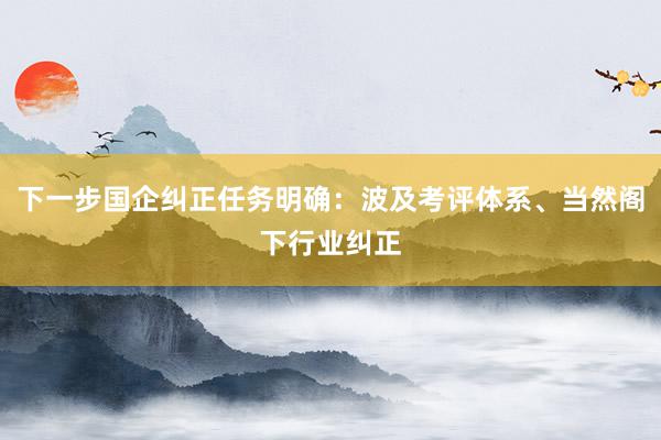 下一步国企纠正任务明确：波及考评体系、当然阁下行业纠正